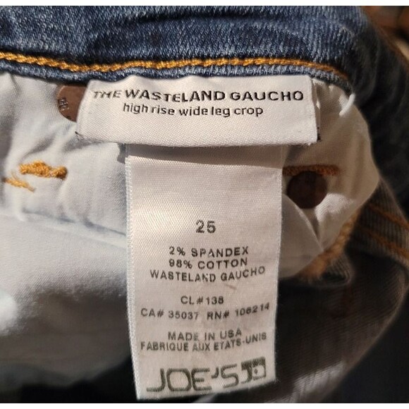 Joe's The Waistland Gaucho Wide Leg High Rise Crop Jeans Size 25 - Picture 6 of 6